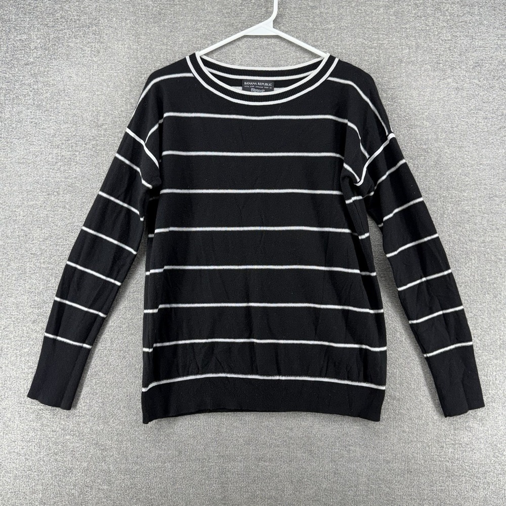 Banana Republic Filpucci Crewneck Sweater Women Size Small Black White Striped